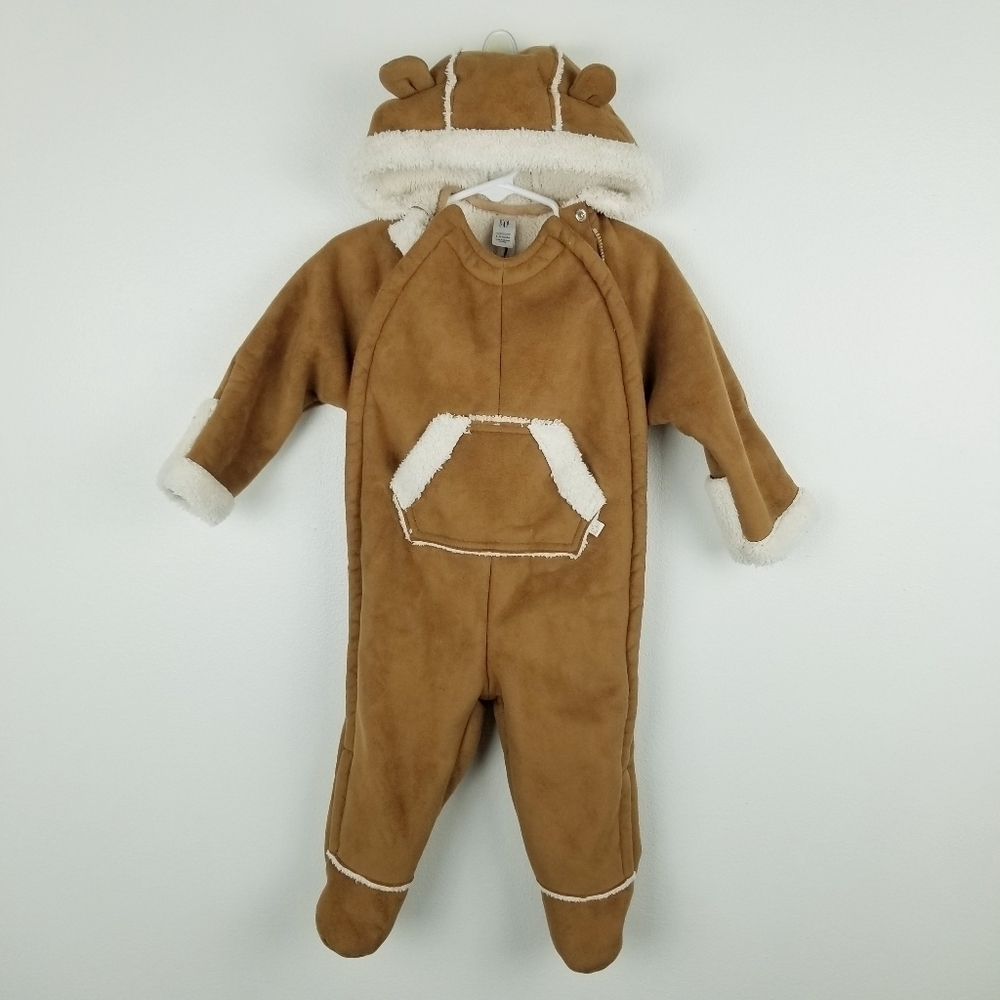 COPY - BABY GAP Suede Sherpa Lined Hooded One-Piece Jumpsuit